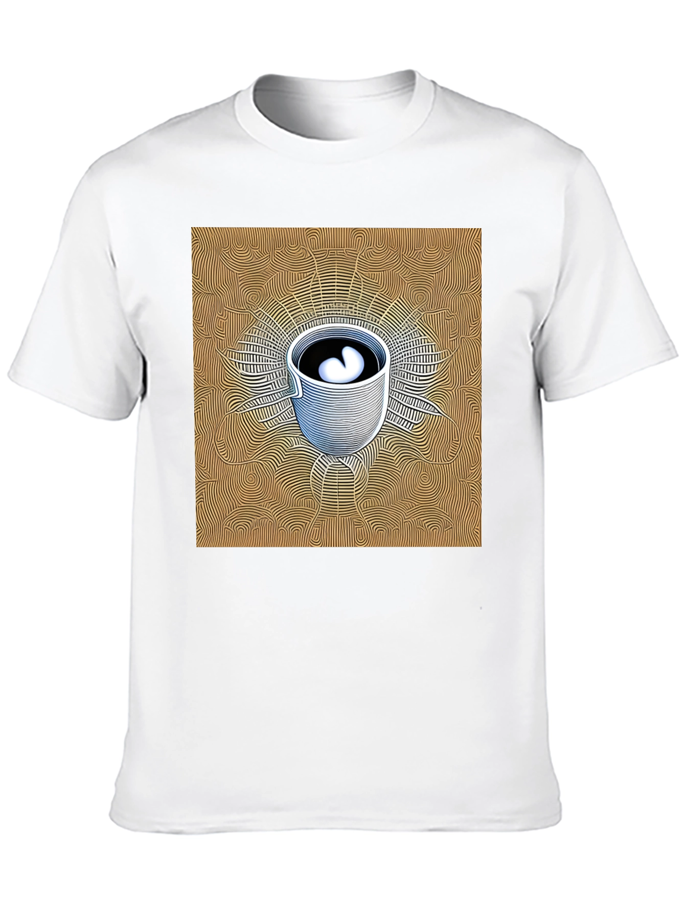 Abstract Coffee Cup Graphic Tee - Black