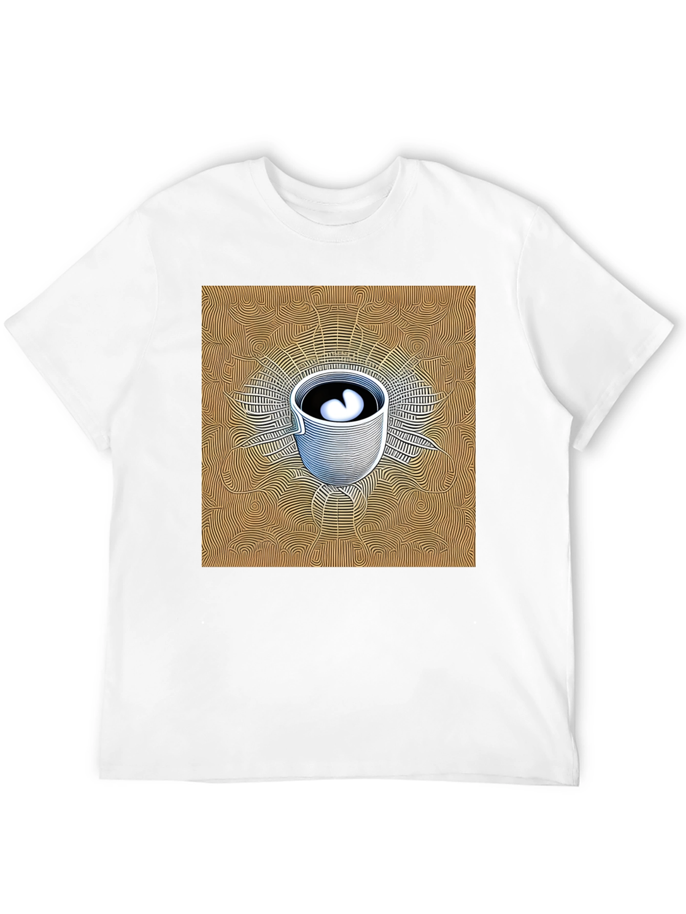 Abstract Coffee Cup Graphic Tee - Black