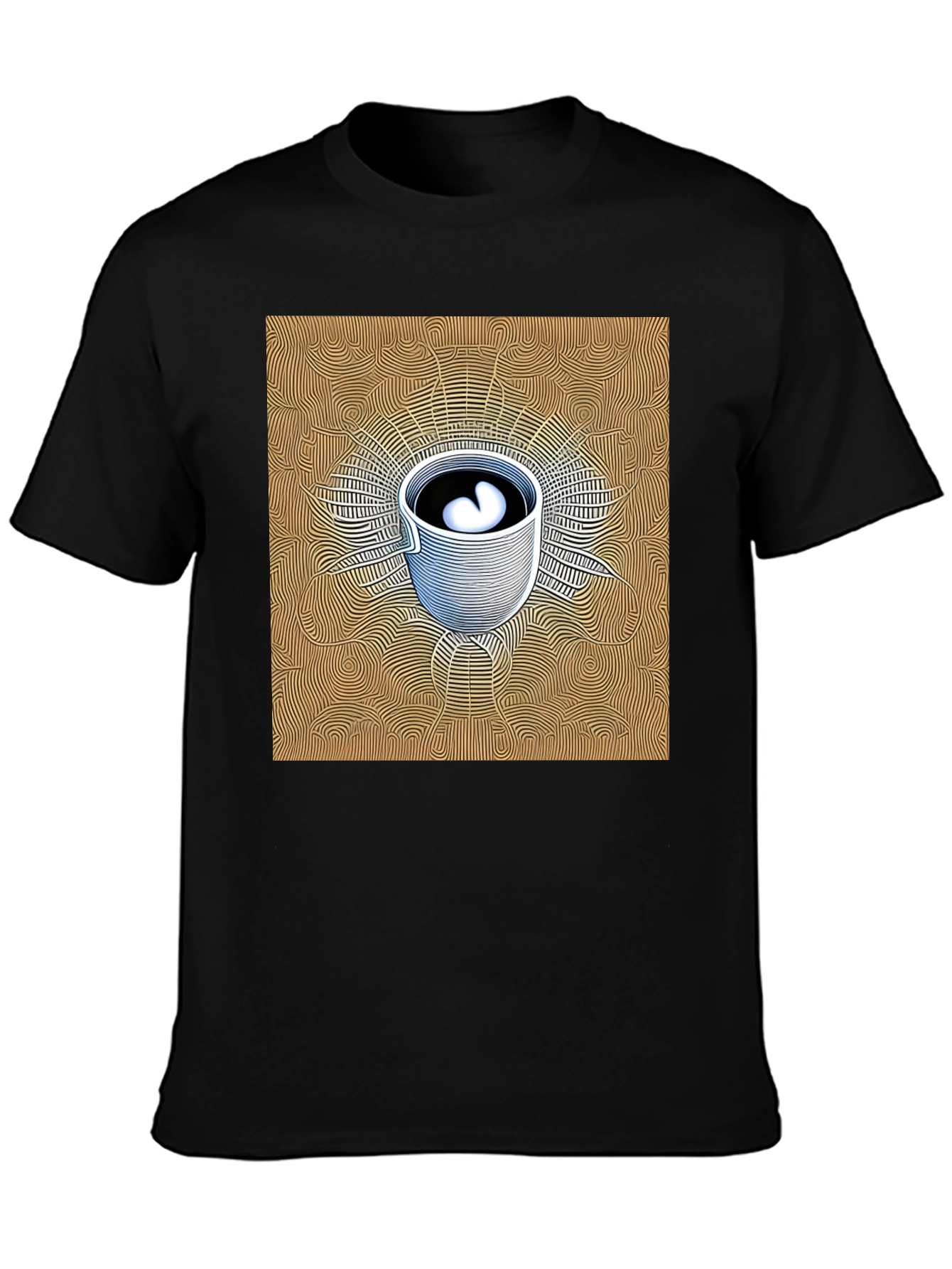 Abstract Coffee Cup Graphic Tee - Black