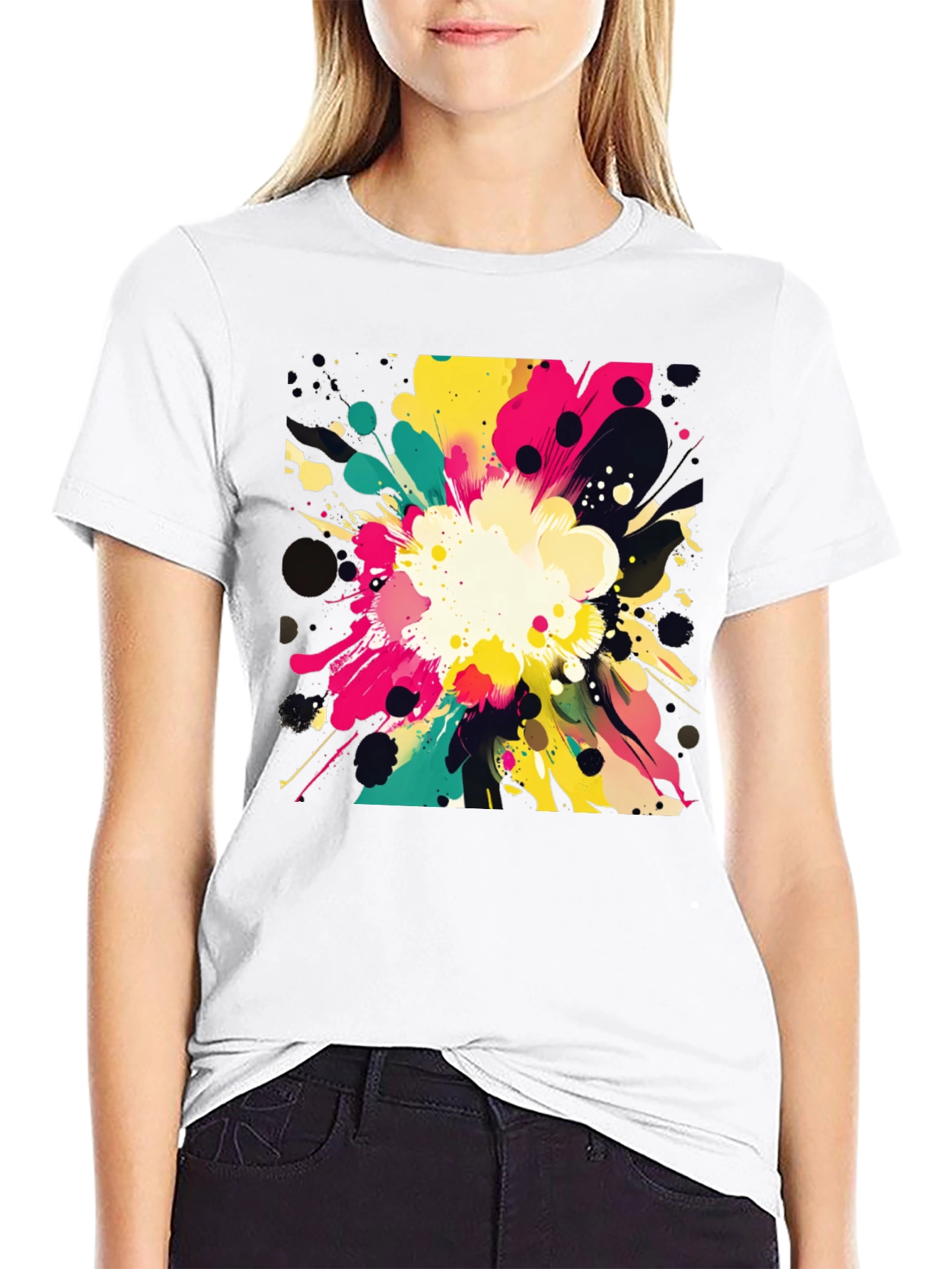 Bold Abstract Art Graphic Black T-Shirt