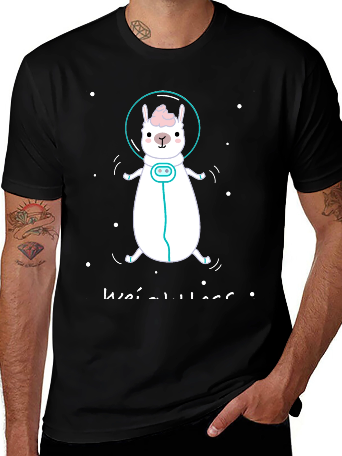 Astronaut Llama Graphic Tee - Black