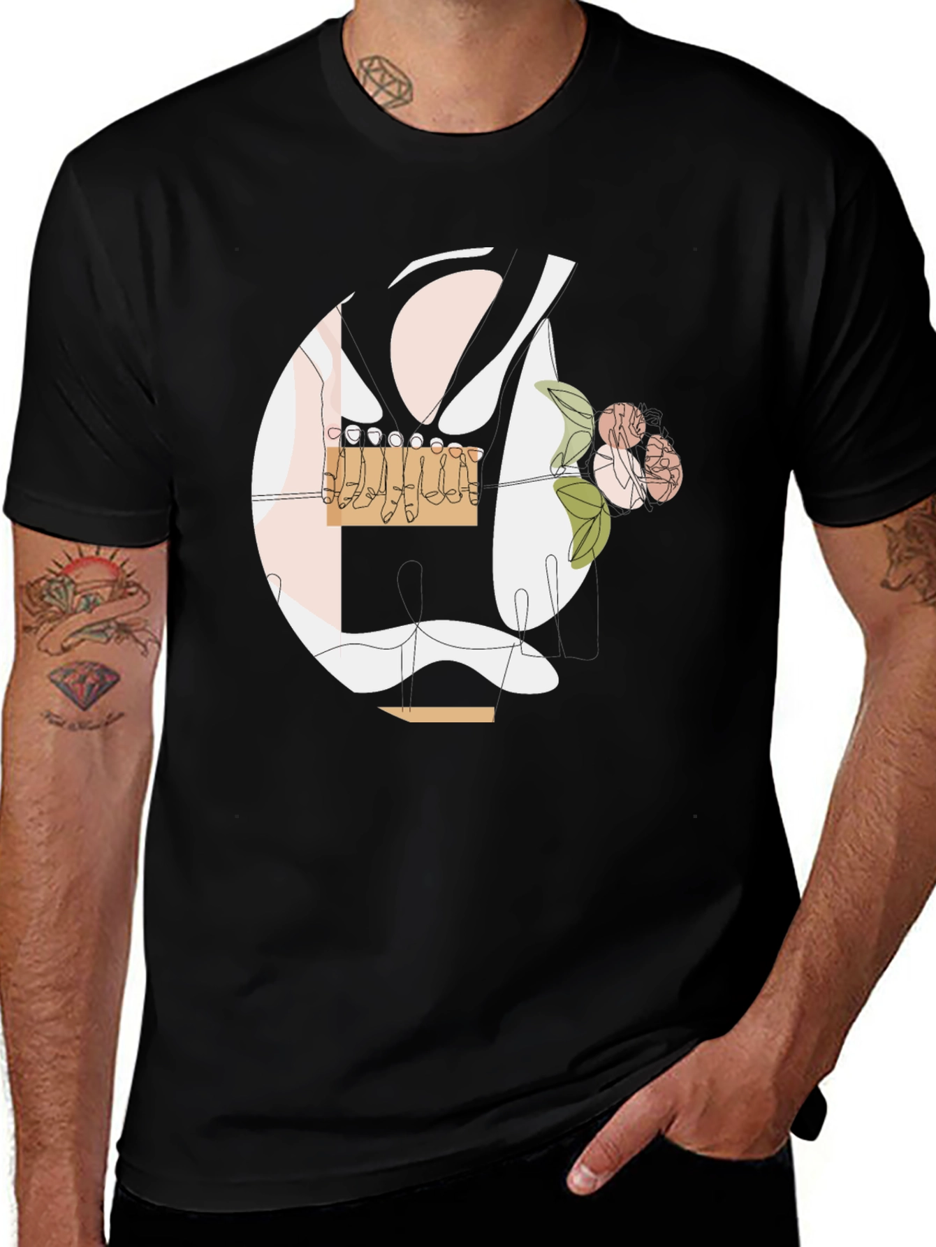 Abstract Floral Line Art Graphic Tee