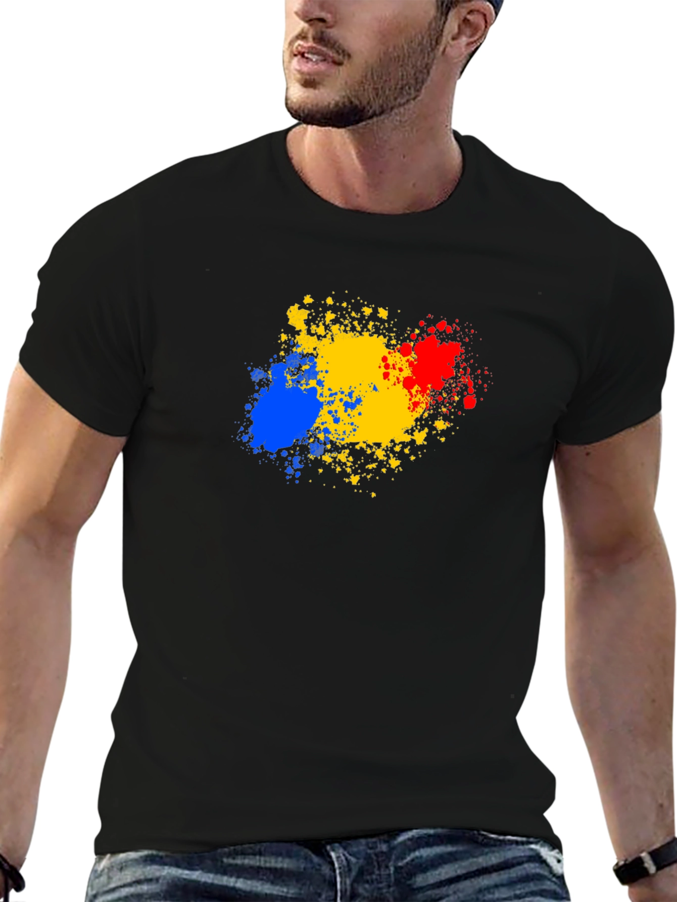 Abstract Splatter Tee - Black Cotton T-Shirt