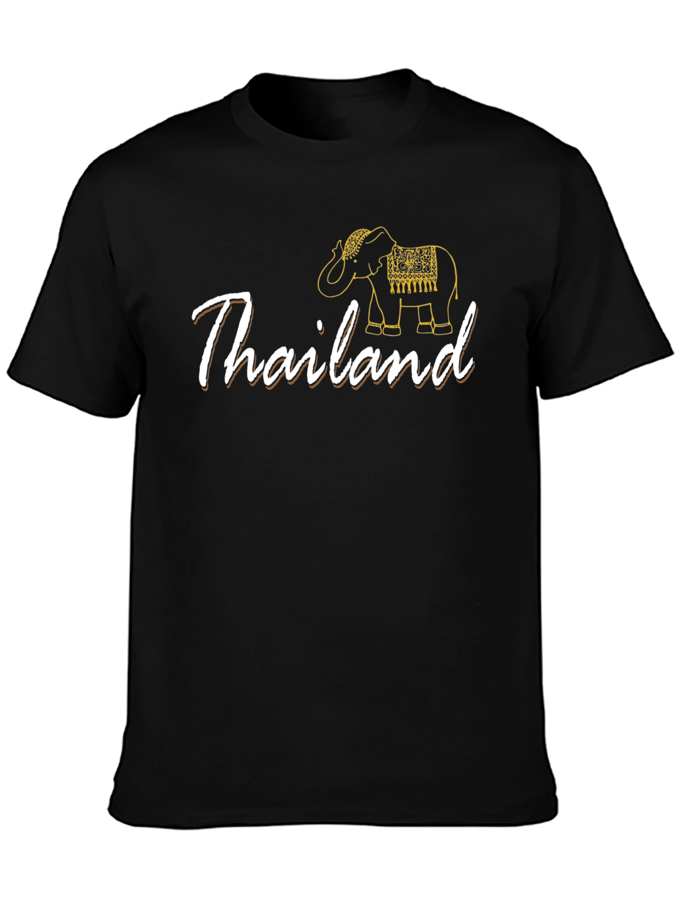 Thailand Elephant Graphic Tee - Black Cotton T-Shirt