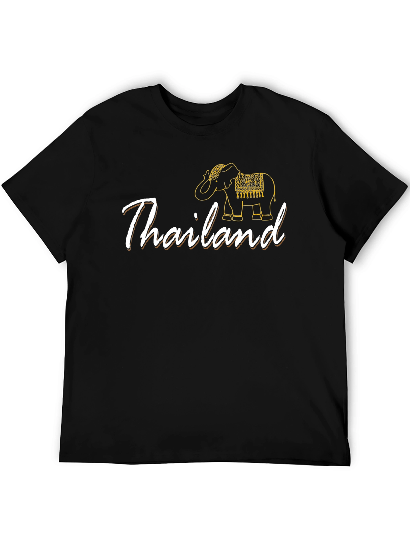 Thailand Elephant Graphic Tee - Black Cotton T-Shirt