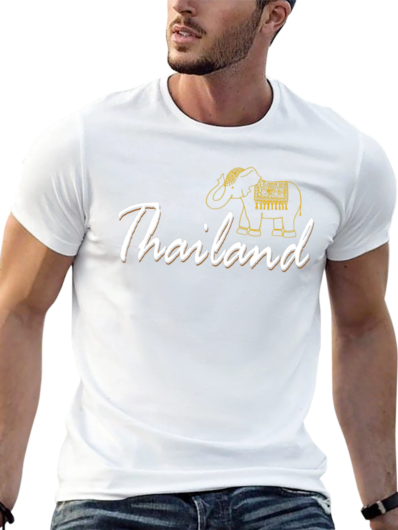 Thailand Elephant Graphic Tee - Black Cotton T-Shirt