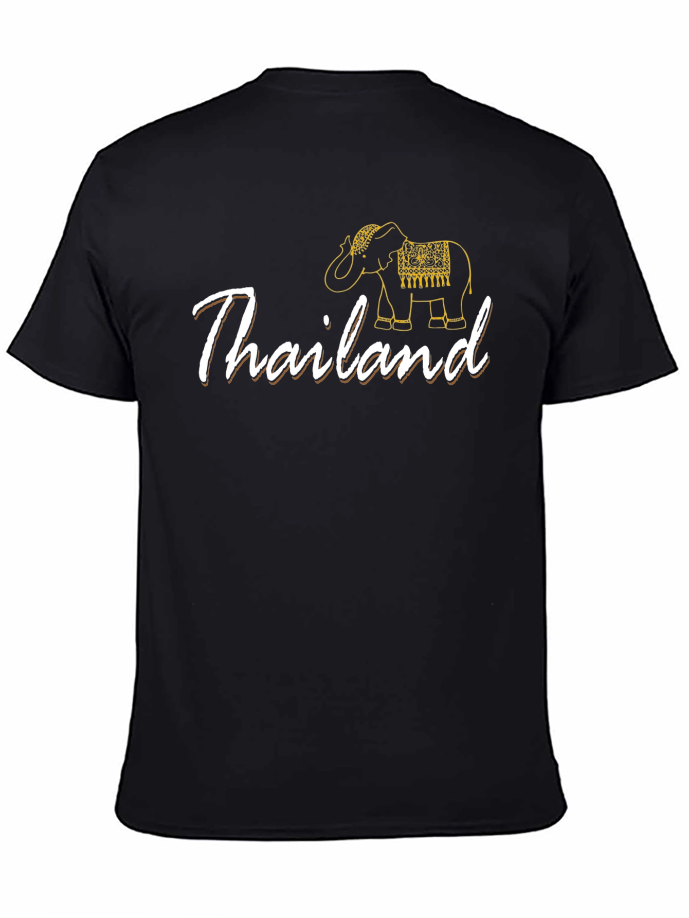 Thailand Elephant Graphic Tee - Black Cotton T-Shirt