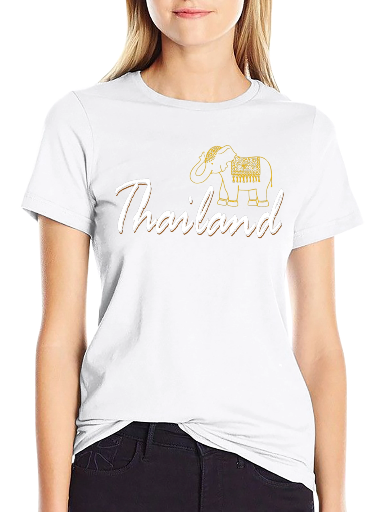 Thailand Elephant Graphic Tee - Black Cotton T-Shirt