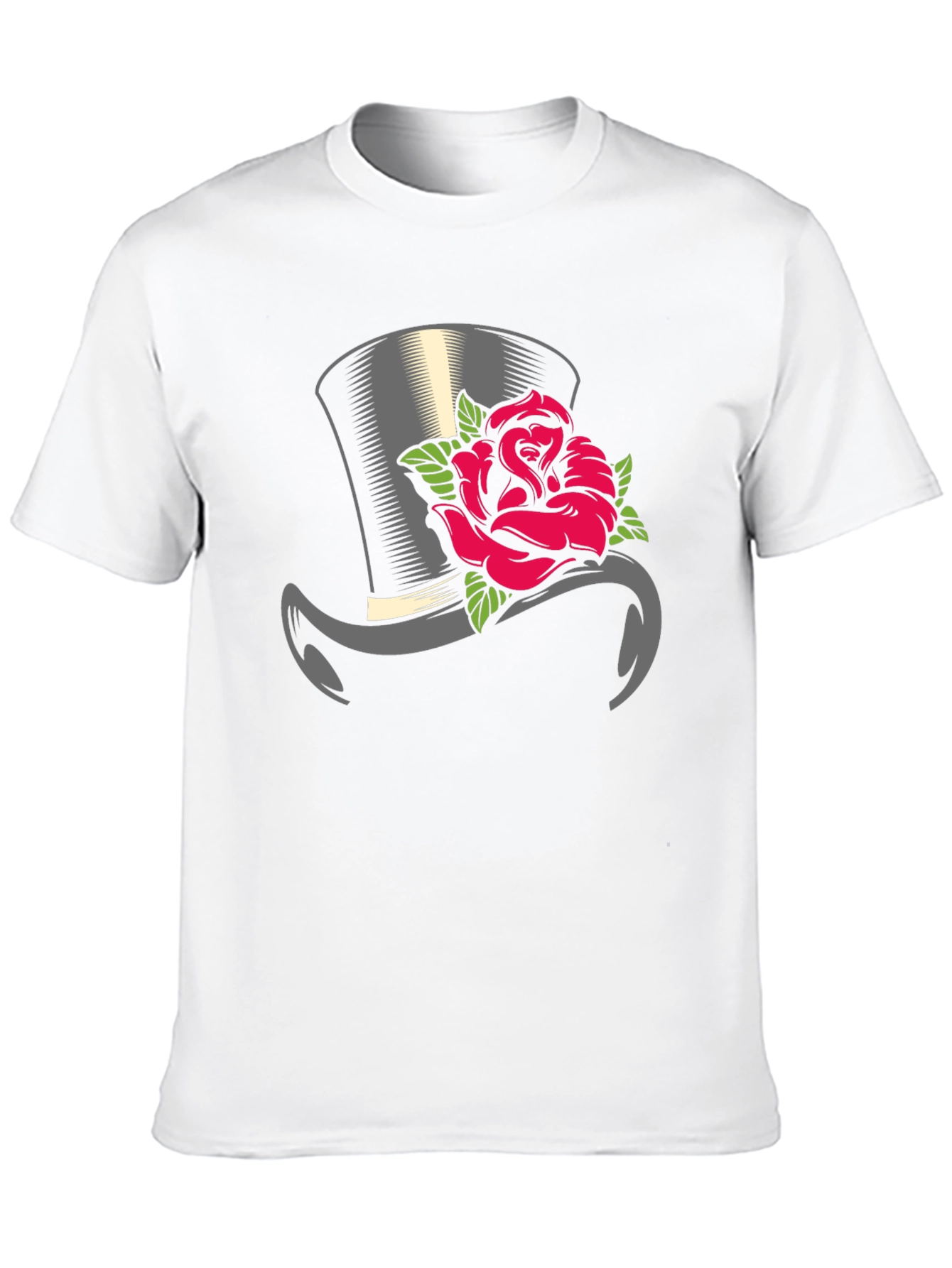 Top Hat Rose Graphic Tee - Classic Style