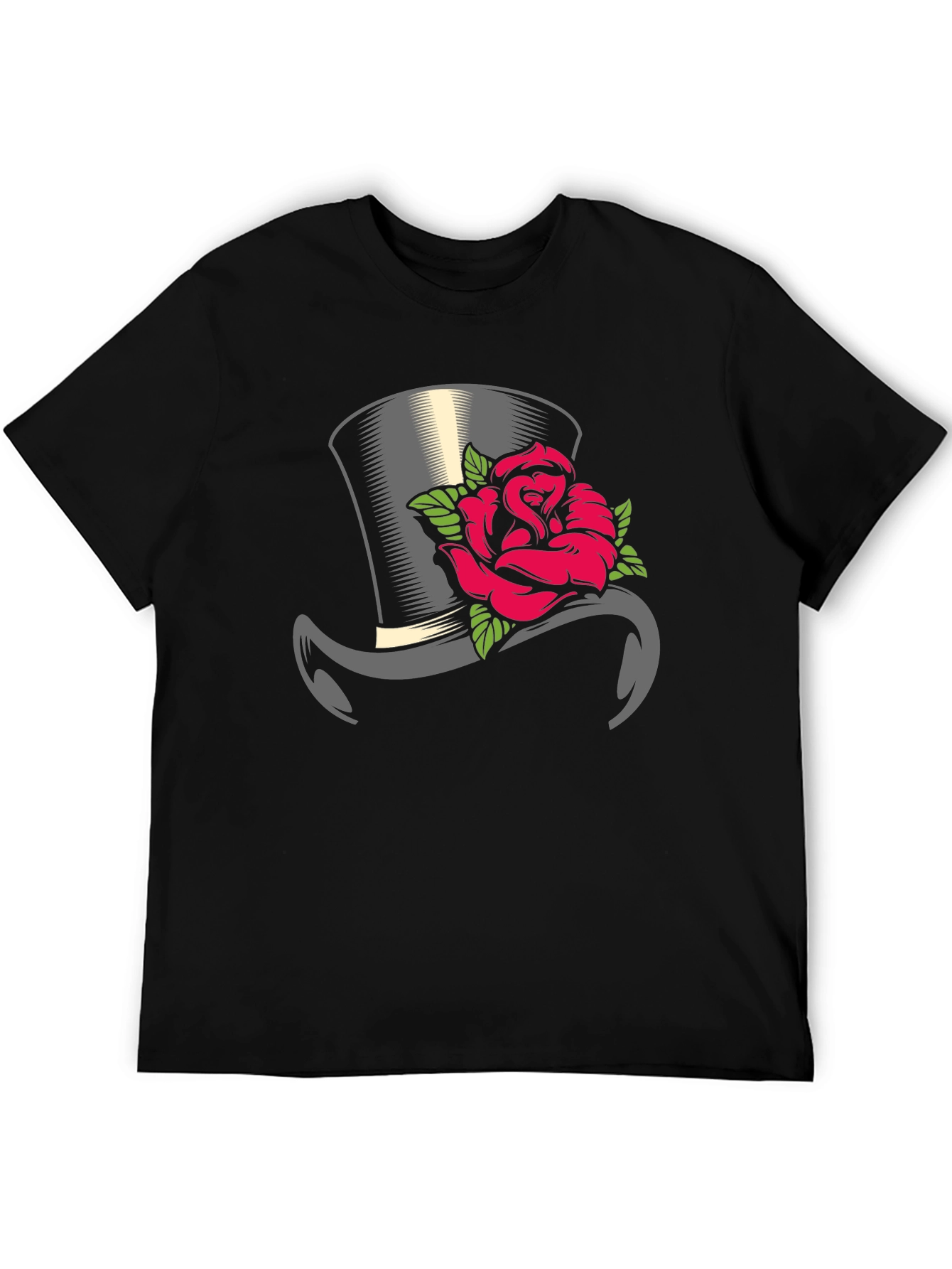 Top Hat Rose Graphic Tee - Classic Style