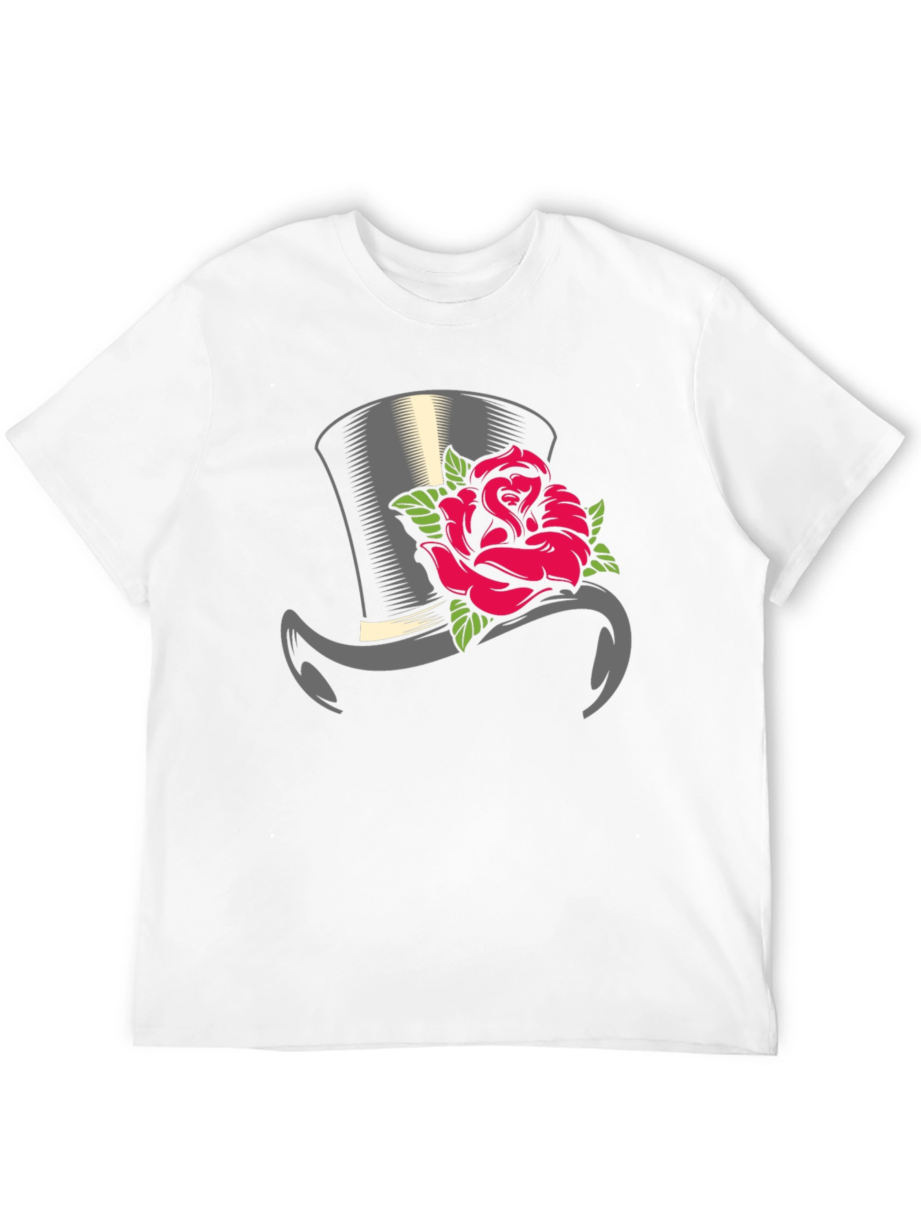Top Hat Rose Graphic Tee - Classic Style