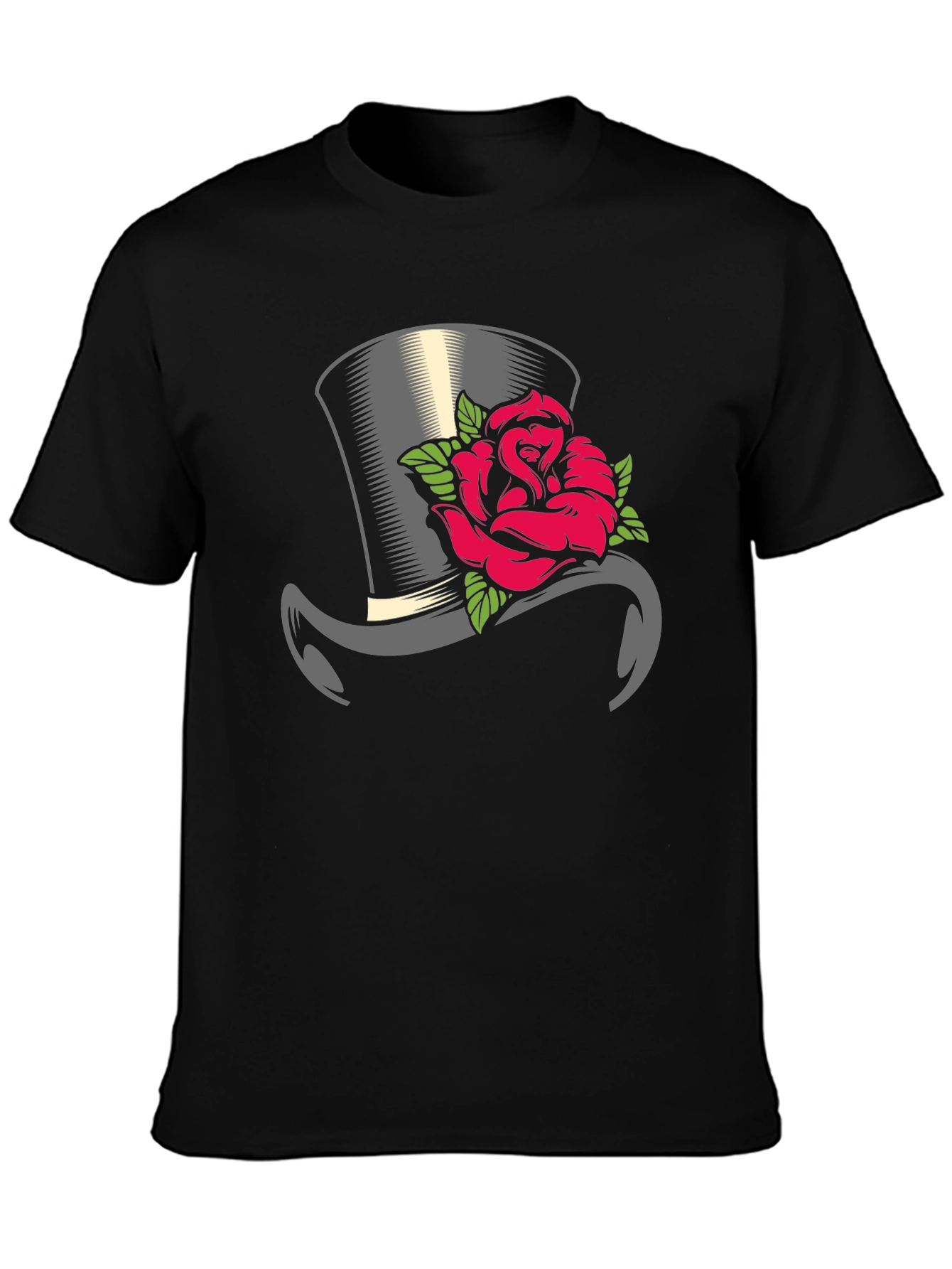 Top Hat Rose Graphic Tee - Classic Style