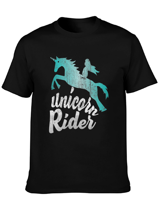 Unicorn Rider Graphic Tee - Black Casual T-Shirt
