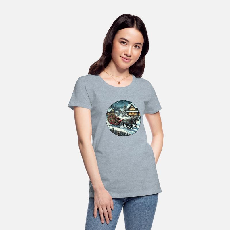 Vintage Christmas Sleigh with Gifts and Horses