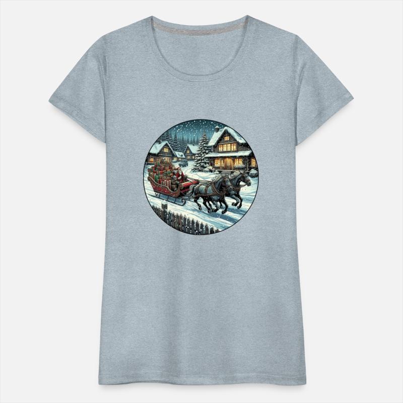 Vintage Christmas Sleigh with Gifts and Horses