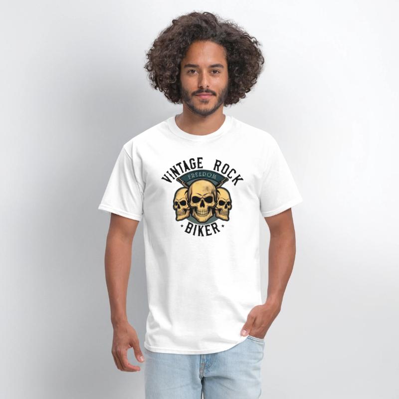 "VINTAGE ROCK BIKER" | Skull | Biker