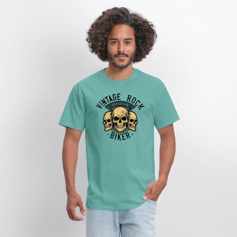 "VINTAGE ROCK BIKER" | Skull | Biker