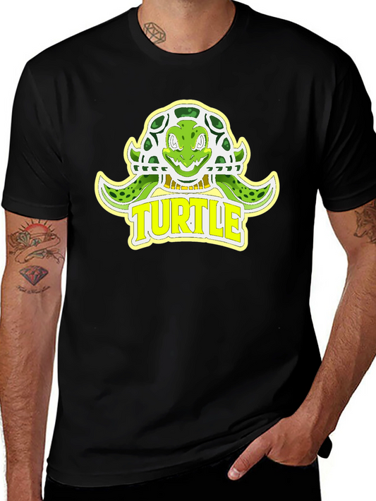 Turtle Sports Team Graphic Tee - Black Cotton T-Shirt