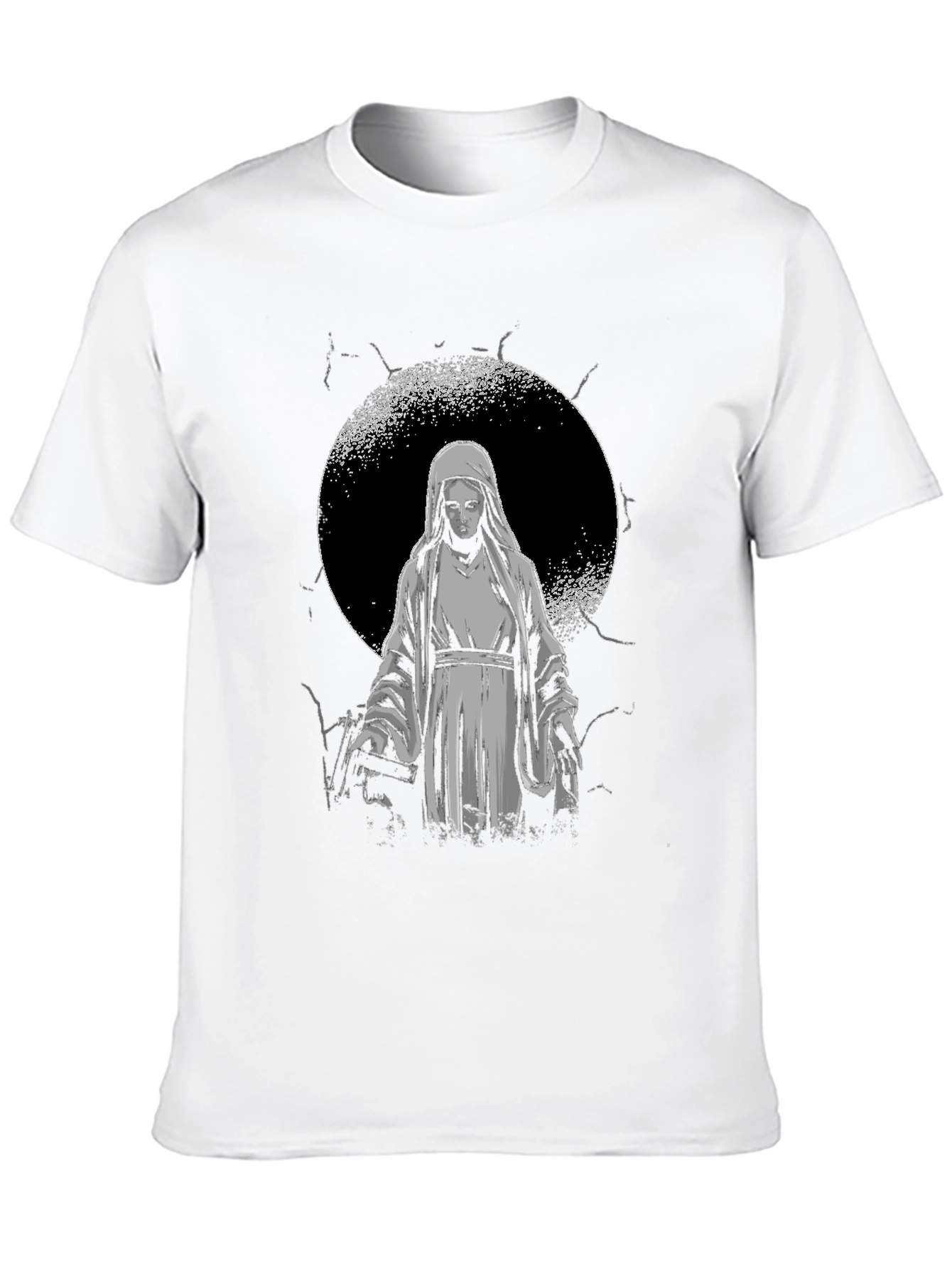 Virgin Mary Graphic Tee - Black Religious T-Shirt
