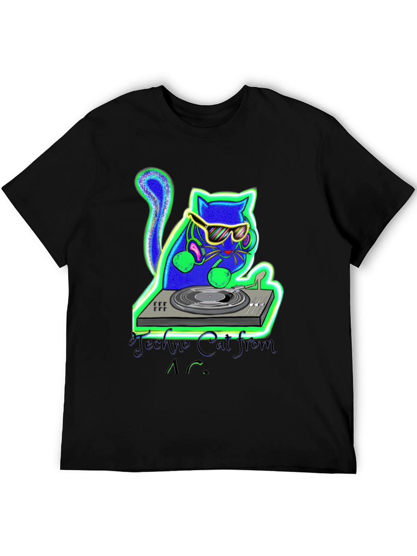 Techno Cat DJ T-Shirt - Cool Club Wear