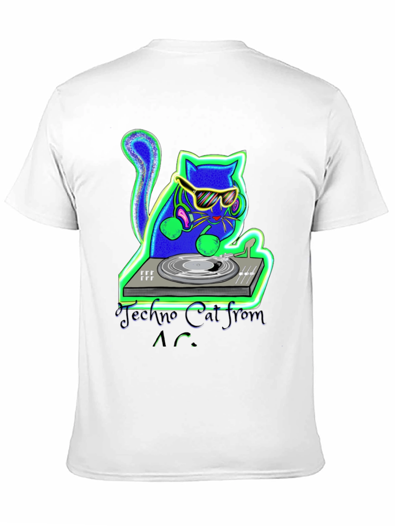 Techno Cat DJ T-Shirt - Cool Club Wear