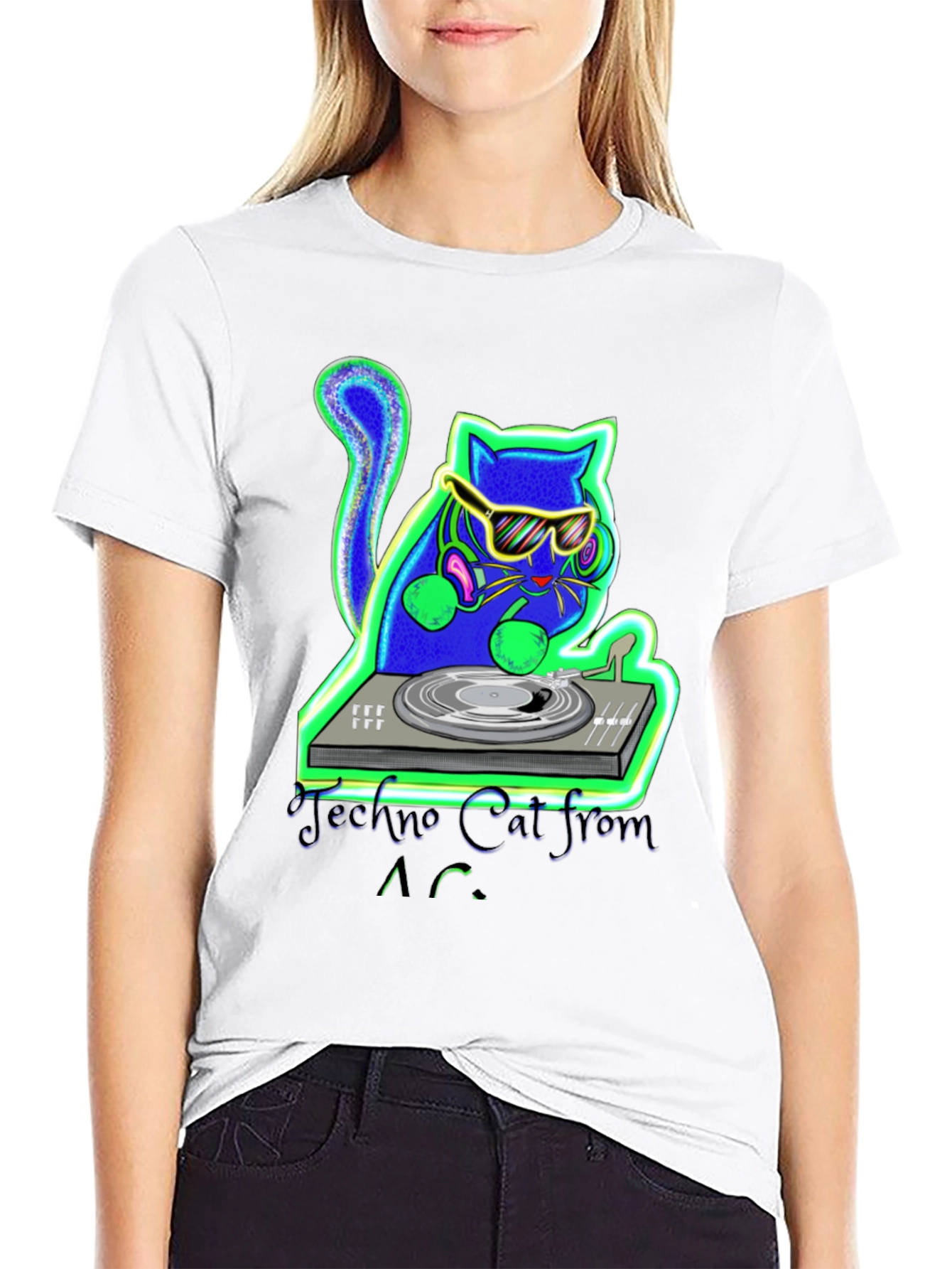 Techno Cat DJ T-Shirt - Cool Club Wear
