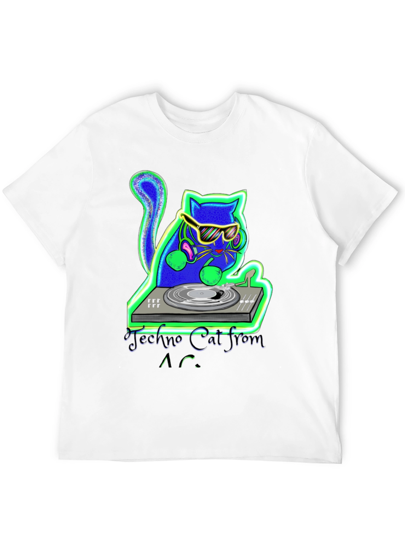 Techno Cat DJ T-Shirt - Cool Club Wear