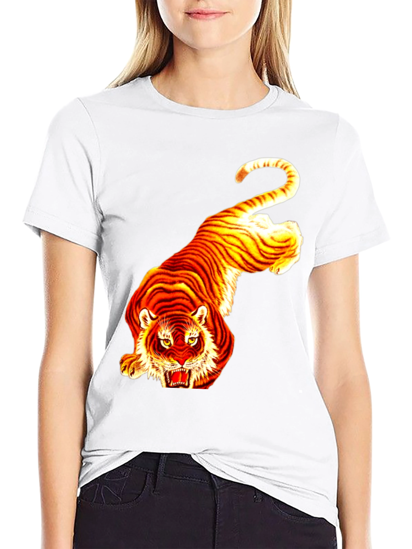 Tiger Graphic Print Black Tee