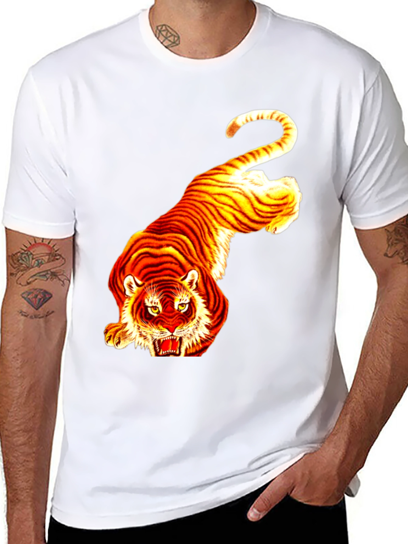 Tiger Graphic Print Black Tee