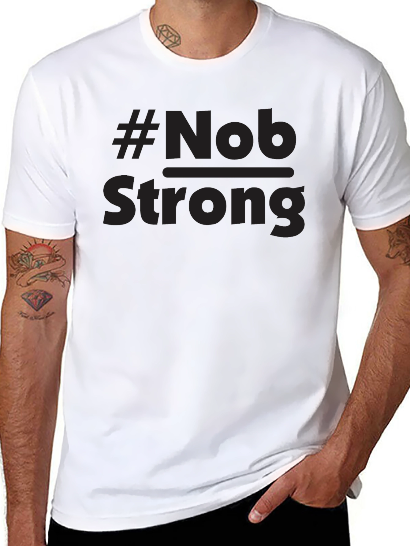 #Nob Strong Black T-Shirt - Trendy Graphic Tee