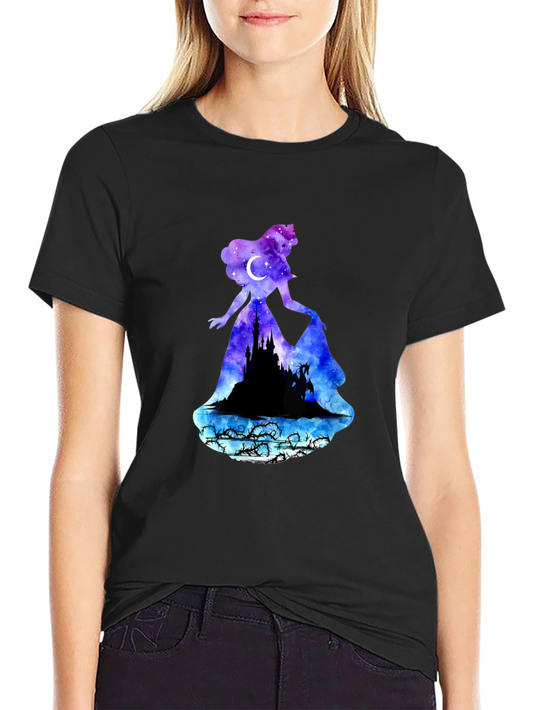 Aurora Silhouette Graphic Tee - Night Sky Design