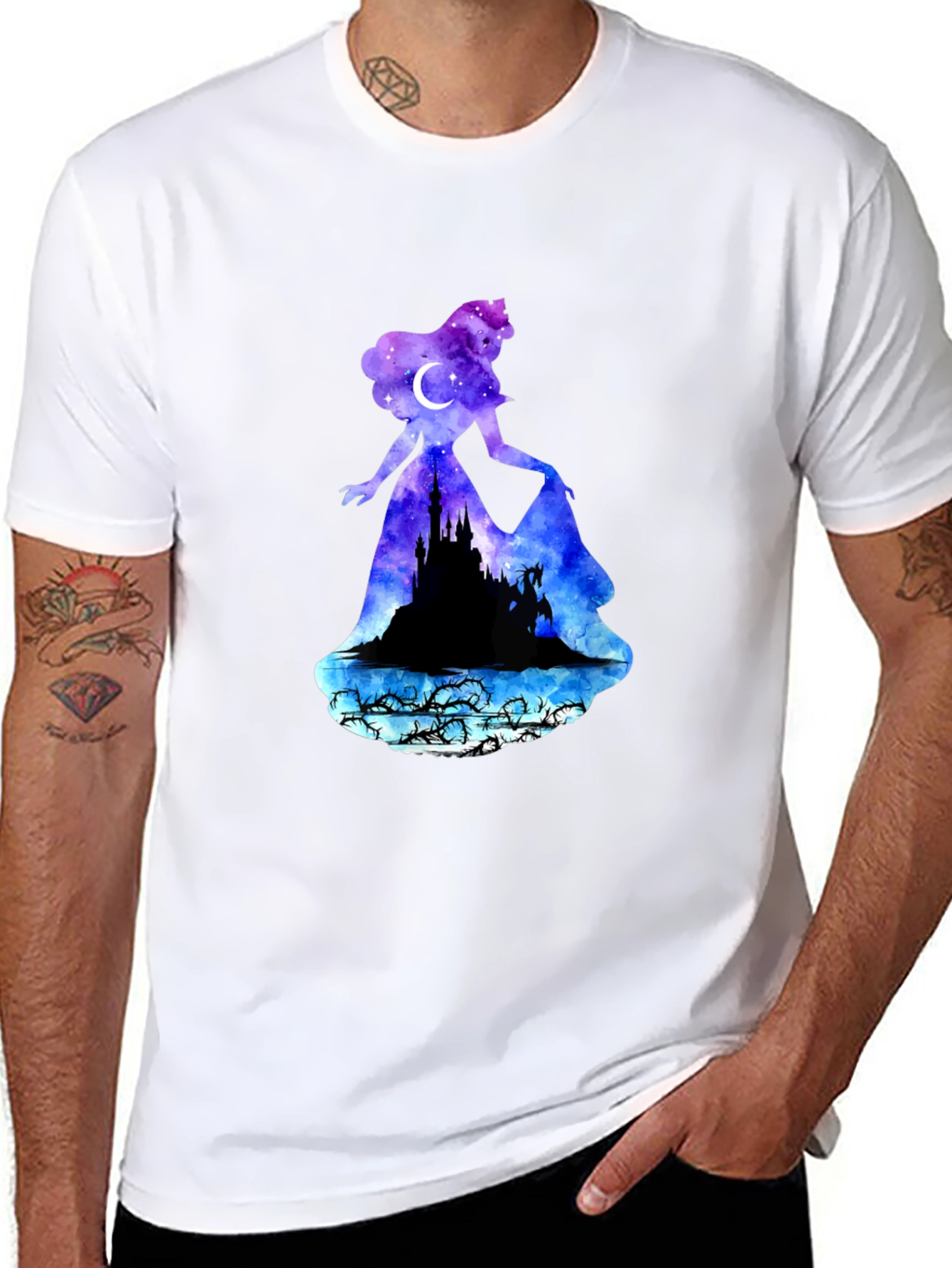 Aurora Silhouette Graphic Tee - Night Sky Design