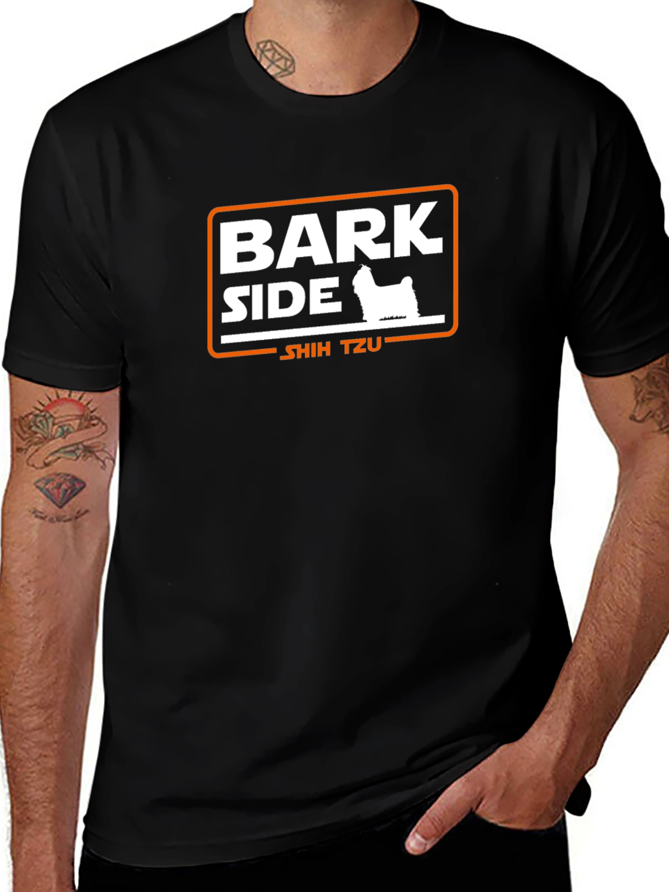 Bark Side Shih Tzu Graphic T-Shirt - Black