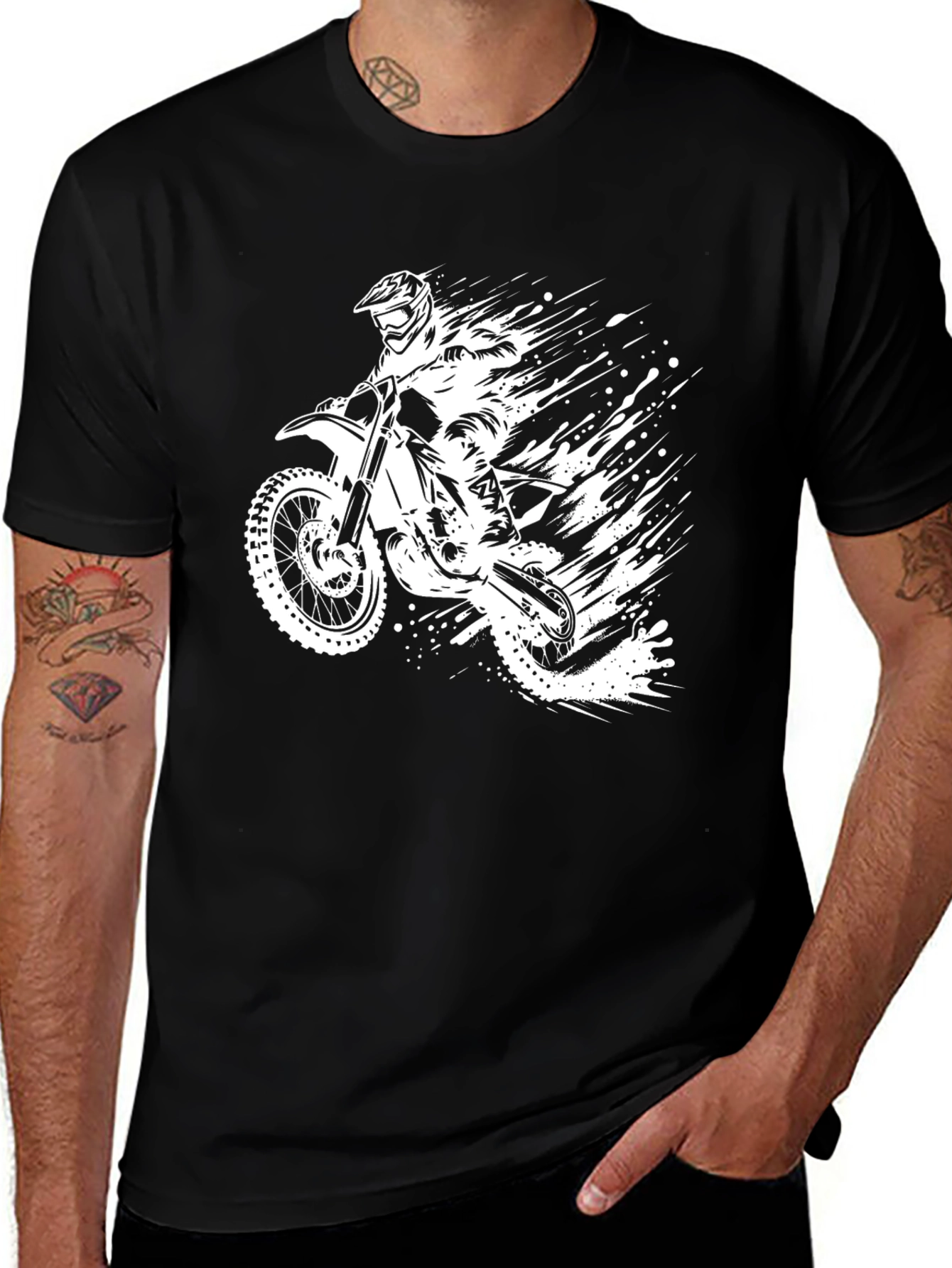 Black Motorcycle Rider Graphic T-Shirt