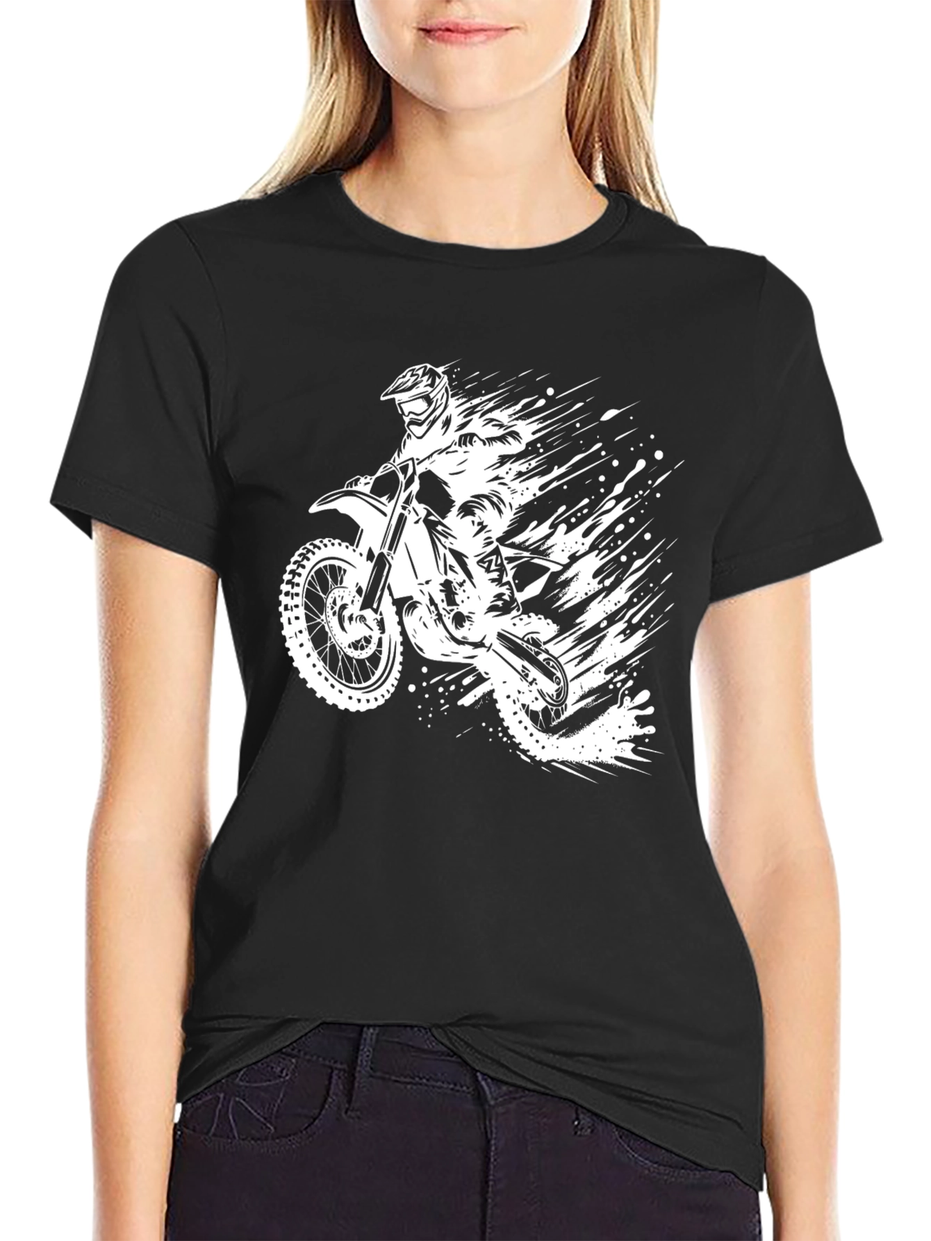 Black Motorcycle Rider Graphic T-Shirt