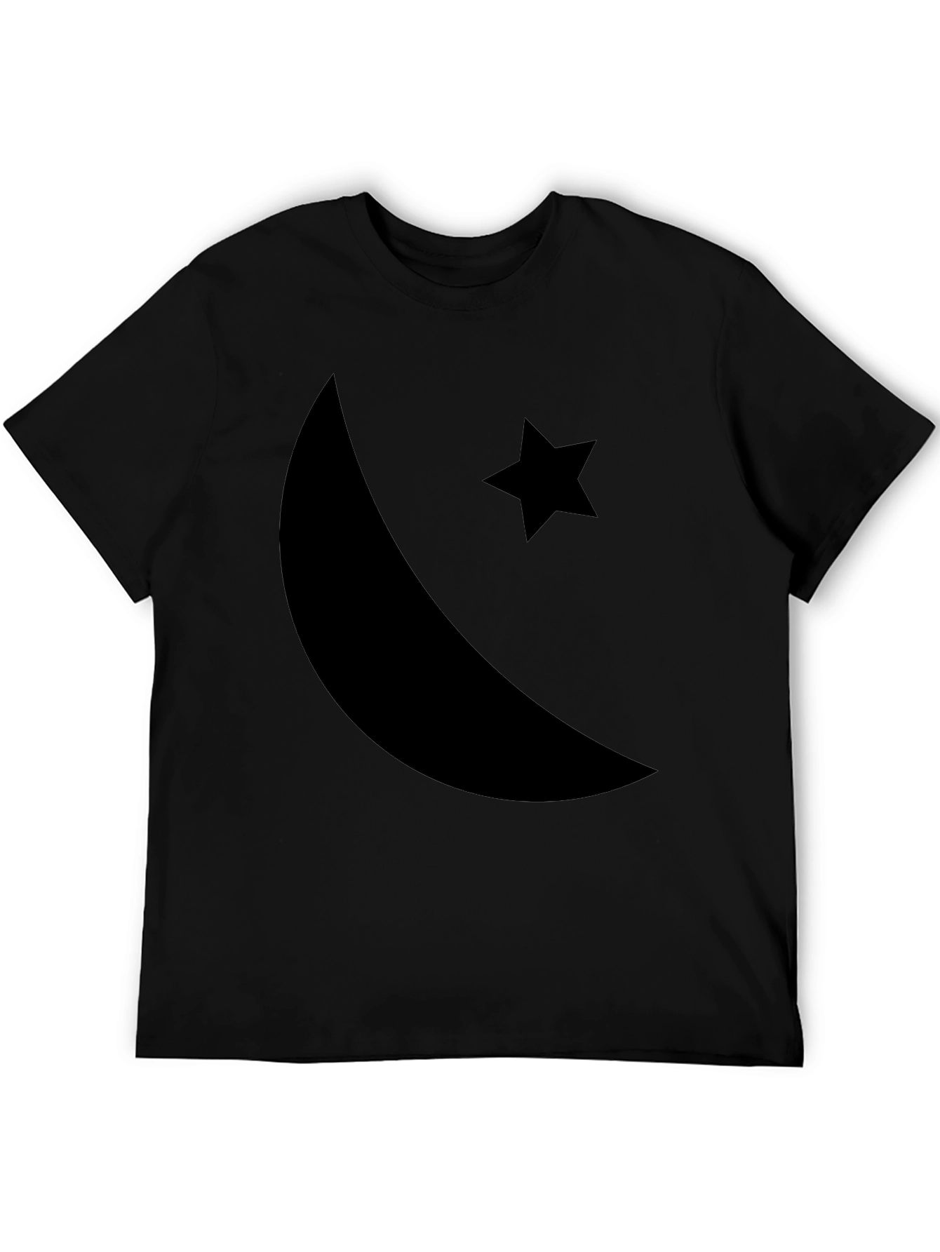 Black Crescent Moon & Star Graphic T-Shirt
