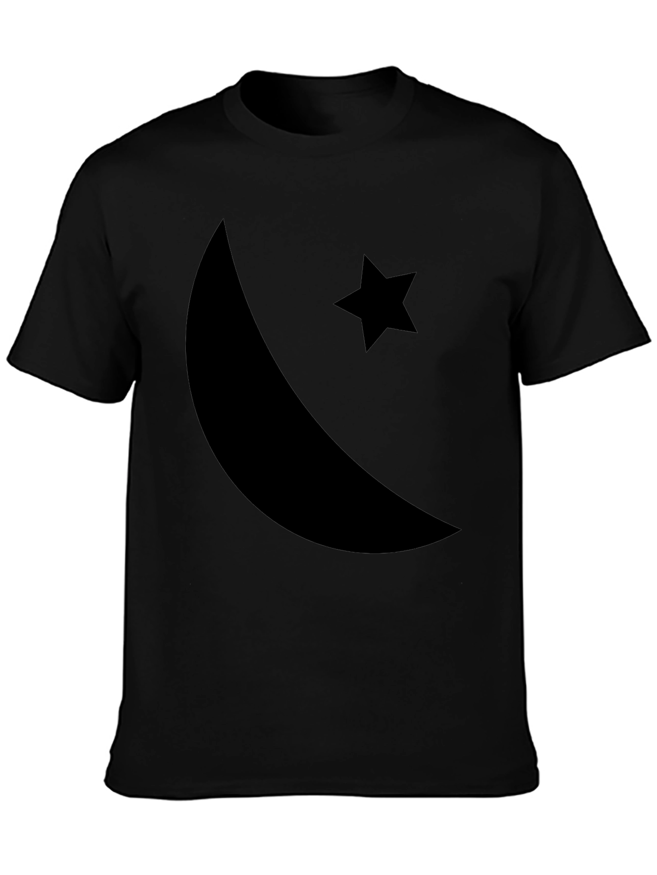 Black Crescent Moon & Star Graphic T-Shirt