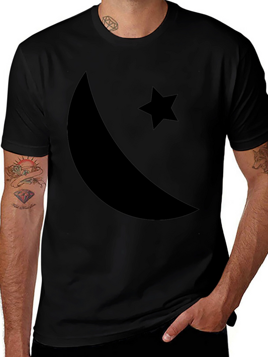 Black Crescent Moon & Star Graphic T-Shirt