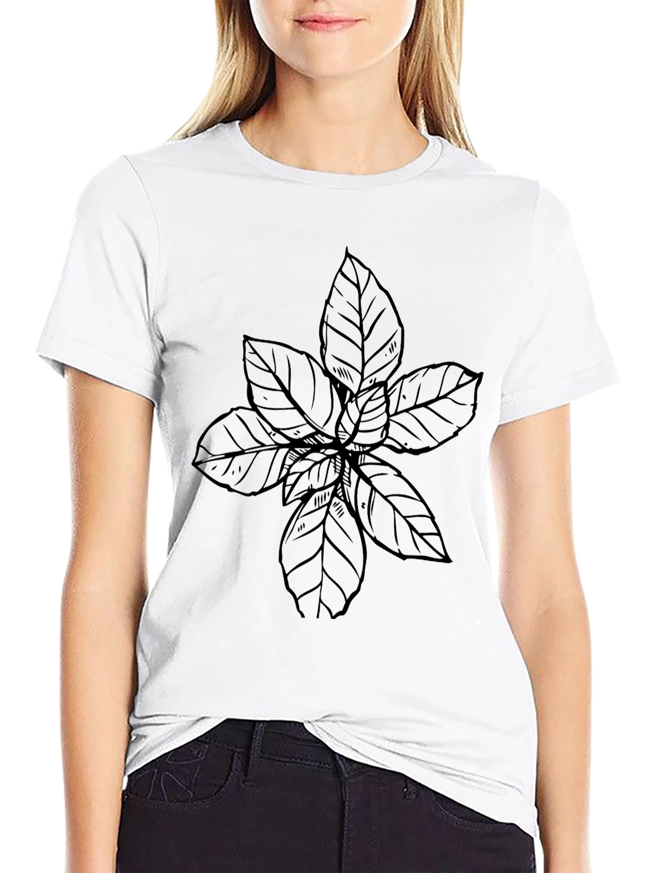 Botanical Print Black T-Shirt - Casual Style
