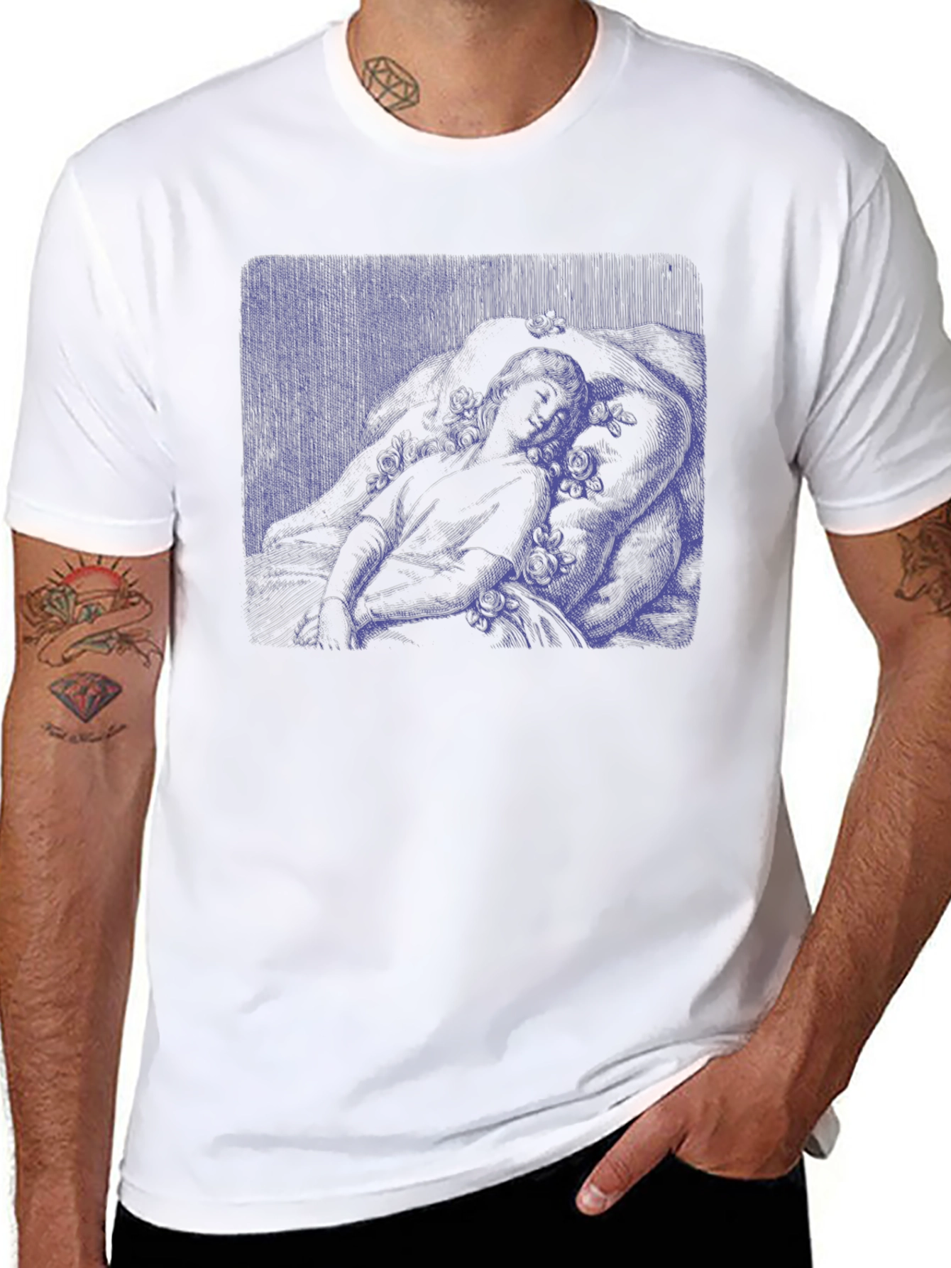 Artistic Graphic Tee - Black Cotton Blend