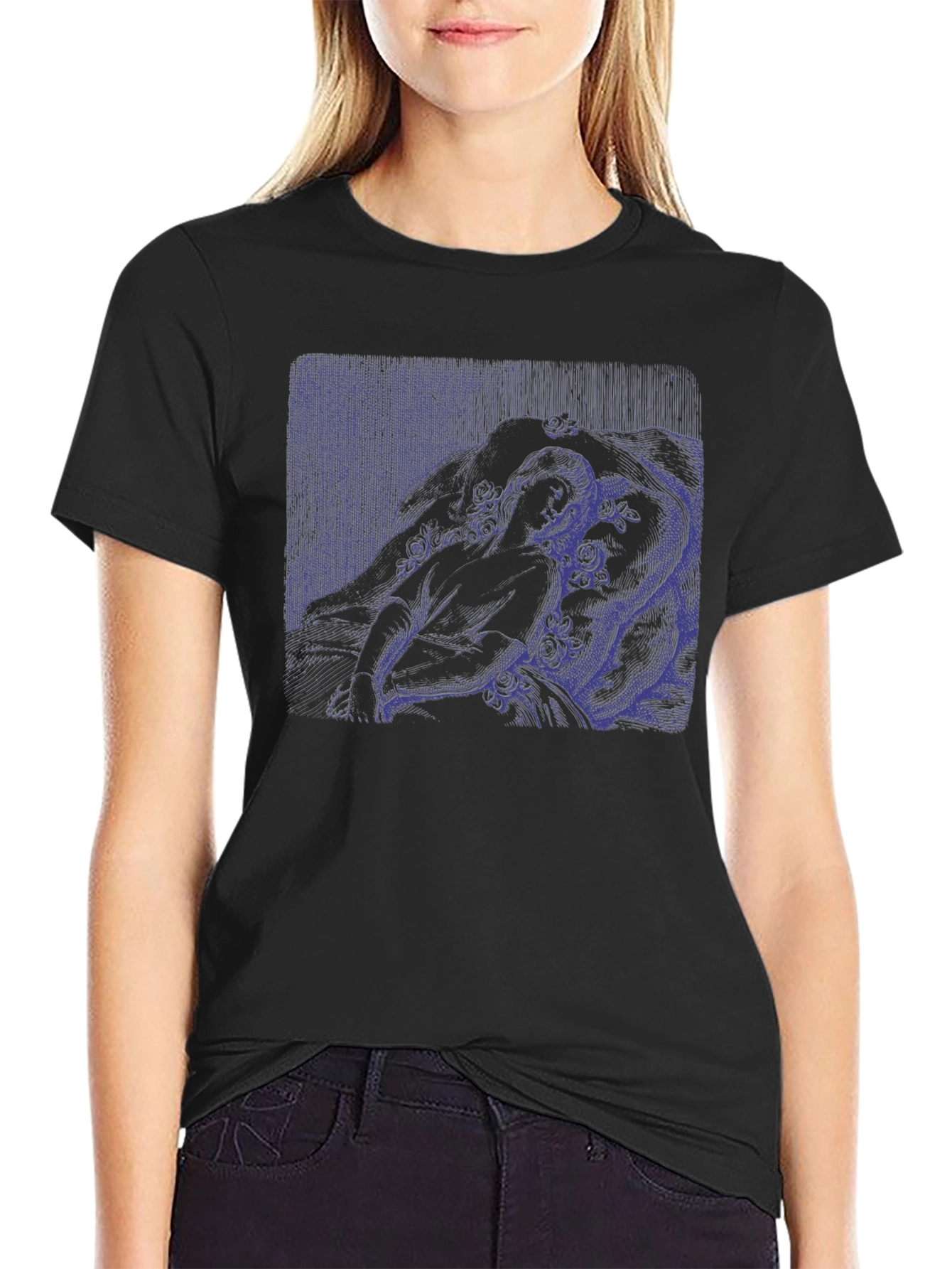 Artistic Graphic Tee - Black Cotton Blend