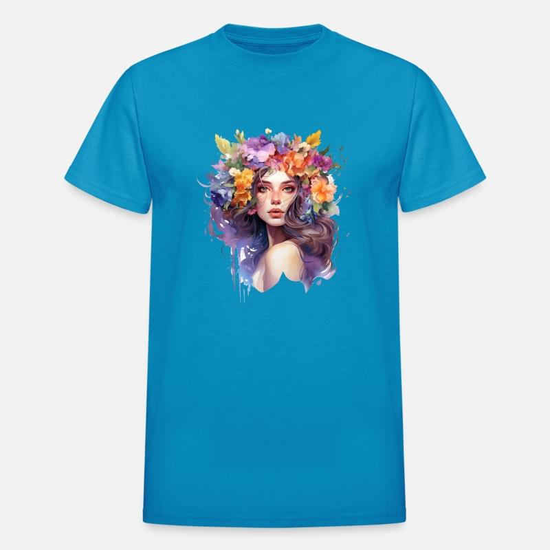 Woman with flowers on her head