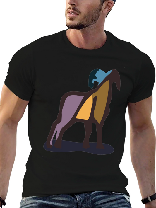 Abstract Ram Graphic Black T-Shirt