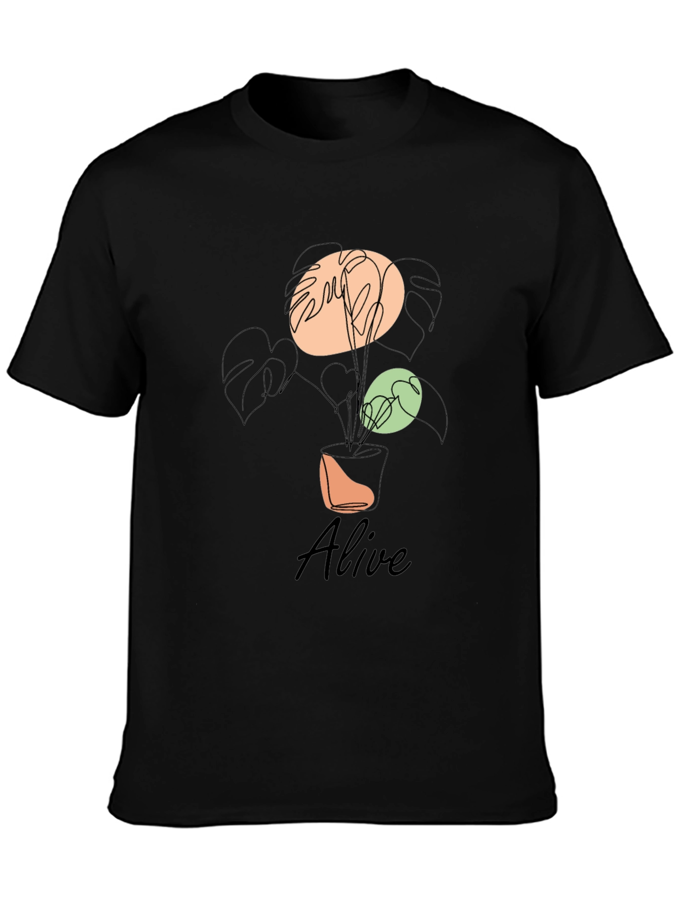 Alive Plant Graphic Tee - Black Cotton T-Shirt