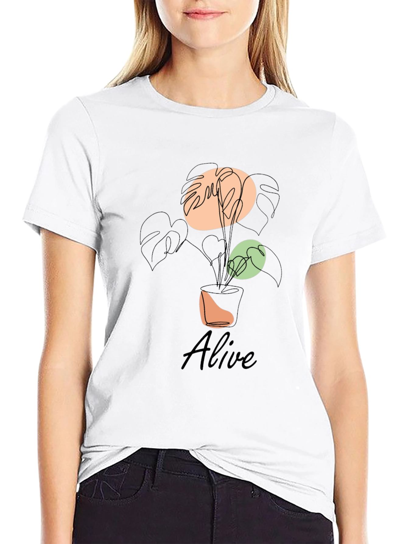 Alive Plant Graphic Tee - Black Cotton T-Shirt