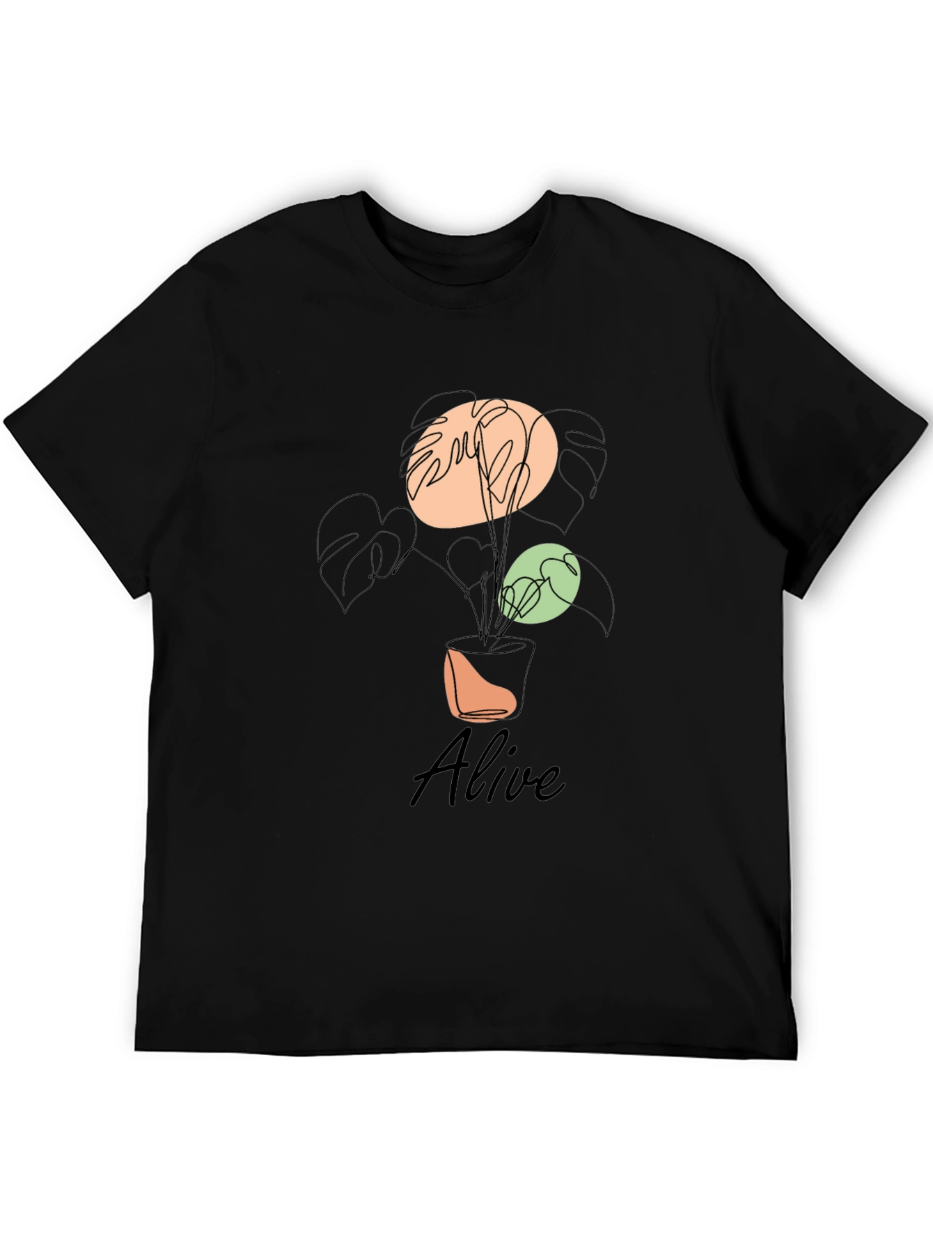 Alive Plant Graphic Tee - Black Cotton T-Shirt