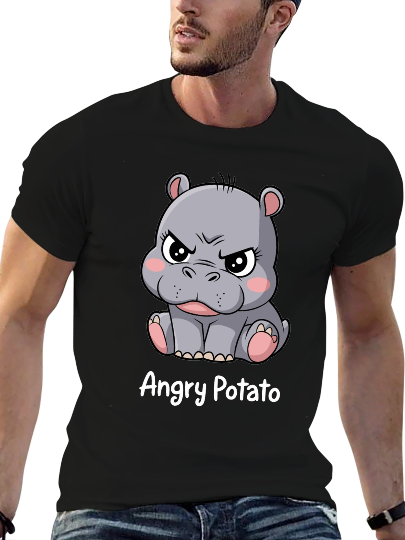 Angry Potato Hippo Graphic T-Shirt