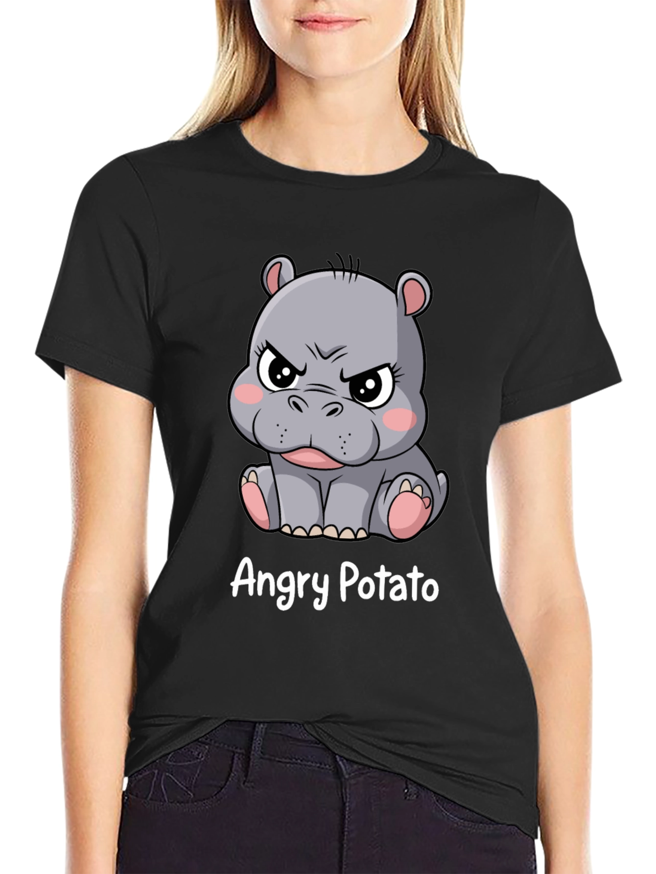 Angry Potato Hippo Graphic T-Shirt