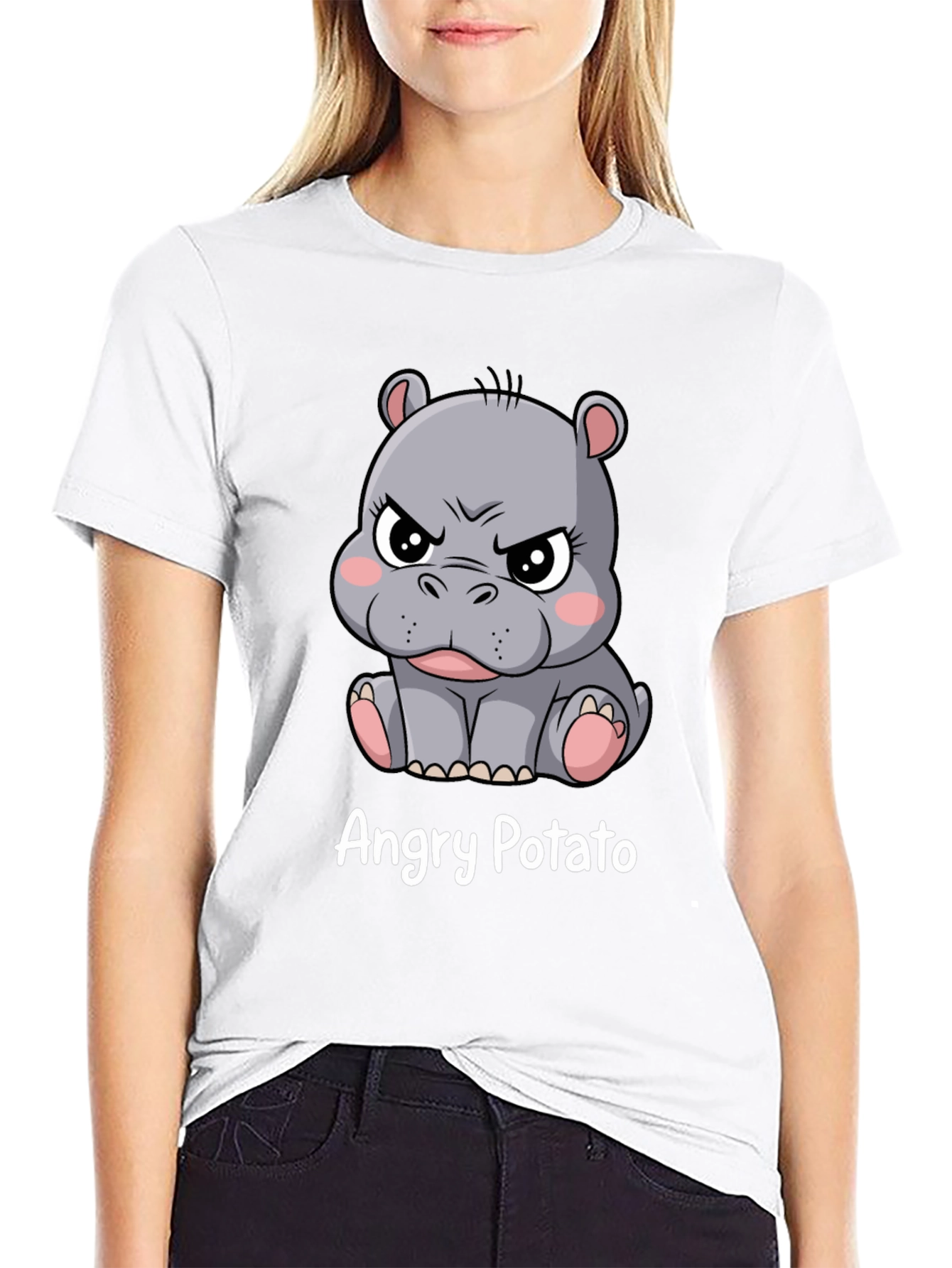 Angry Potato Hippo Graphic T-Shirt