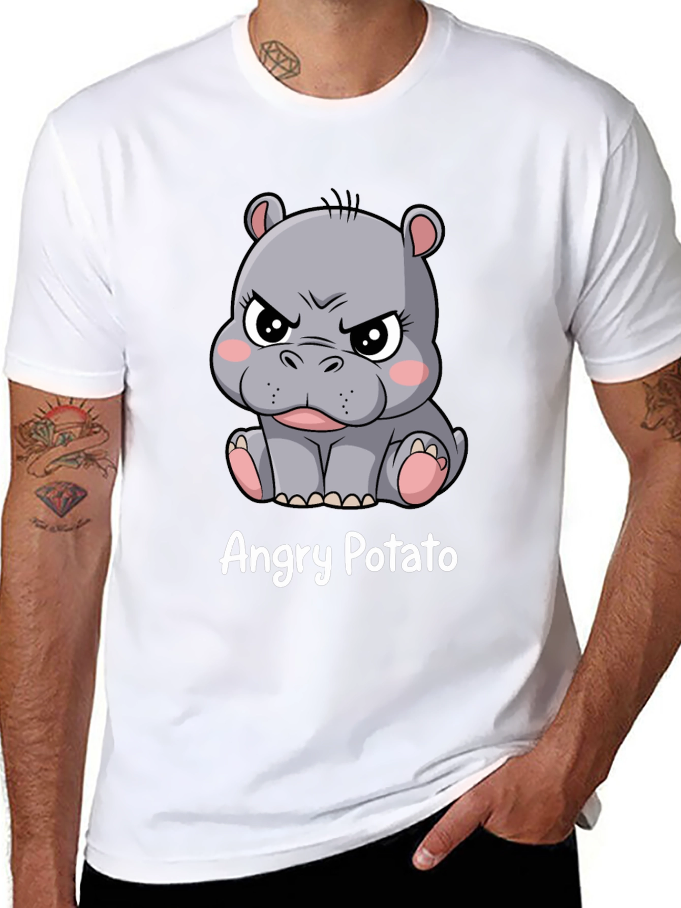 Angry Potato Hippo Graphic T-Shirt